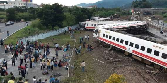 تائیوان میں ٹرین حادثہ،18افراد ہلاک کئی زخمی