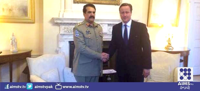 آرمی چیف جنرل راحیل شریف کی برطانوی وزیر اعظم ڈیوڈ کیمرون سے ملاقات
