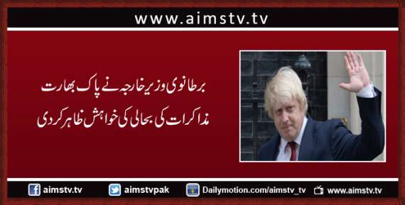 برطانوی وزیر خارجہ  نے پاک بھارت مذاکرات کی بحالی کی خواہش ظاہرکردی