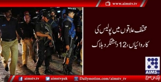 مختلف علاقوں میں پولیس کی کاروائیاں،12دہشتگرد ہلاک